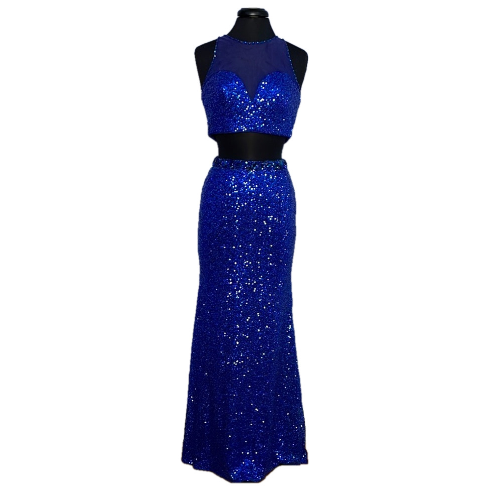 Madison James Royal Blue Sequin Two Piece Dress Size 4